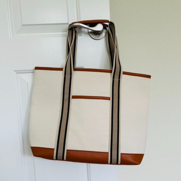 🍓New🍓 Spacious, Lightweight Neiman Marcus Canvas Tote - Brown Stripe - Picture 3 of 10